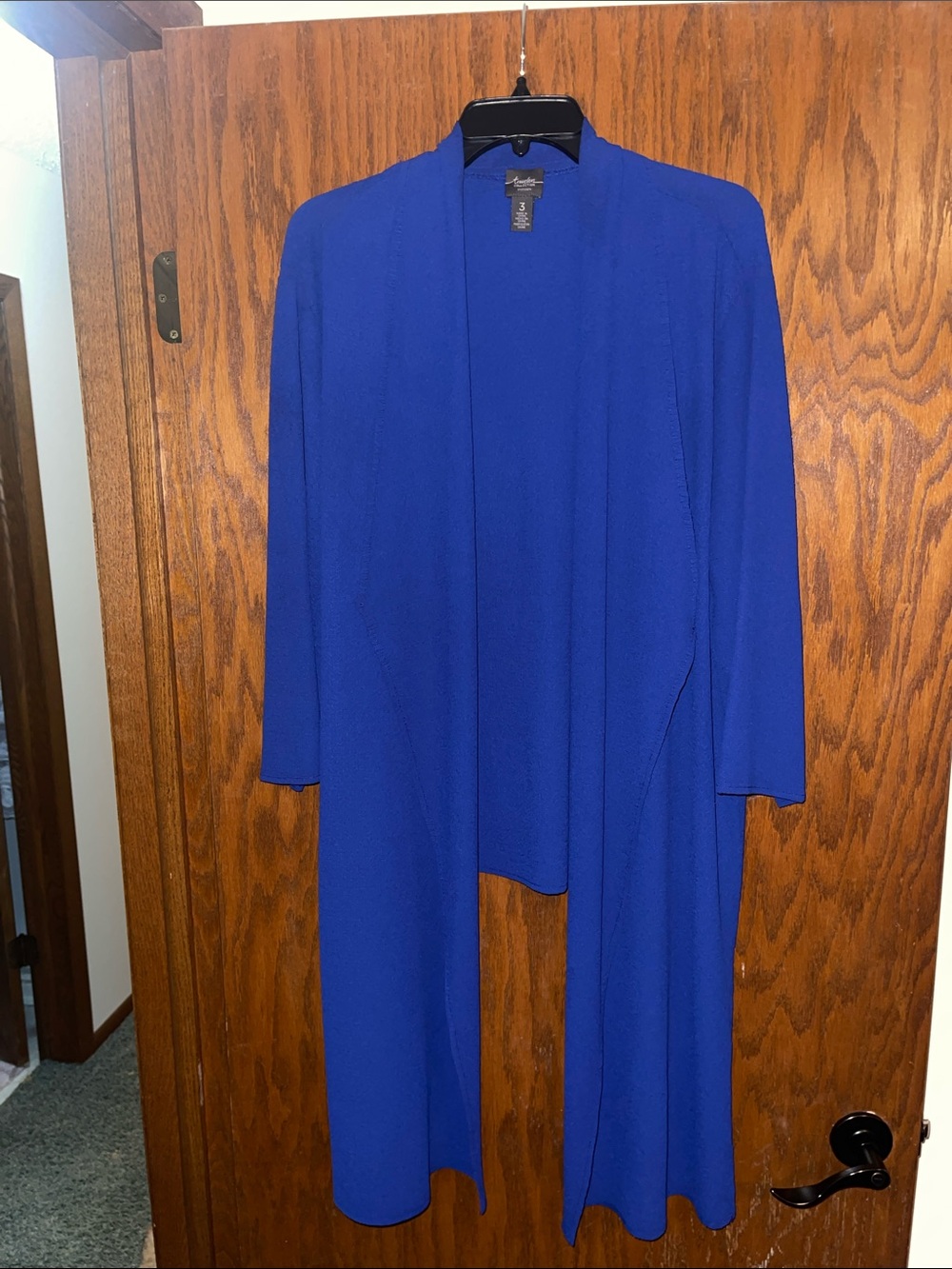 Chicos Blue Long Open-Front Cardigan Size 3
